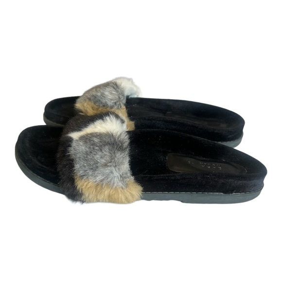 Zara Women's Faux Fur Slides Size 38 US 7-7.5 Brown/Gray/Black EUC - Picture 5 of 9